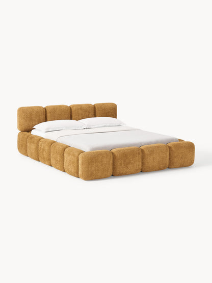 Taylora Upholstered Bed in Teddy Bouclé with Storage