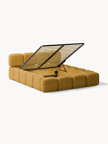 Taylora Upholstered Bed in Teddy Bouclé with Storage