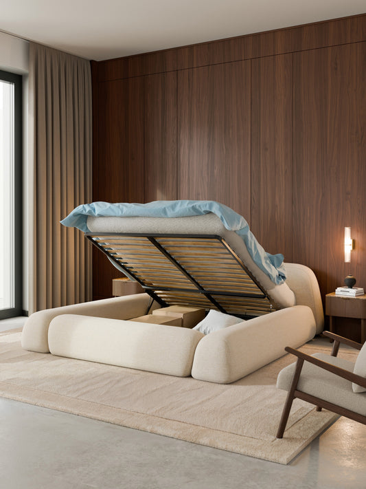 Wolna Bouclé Upholstered Bed with Storage