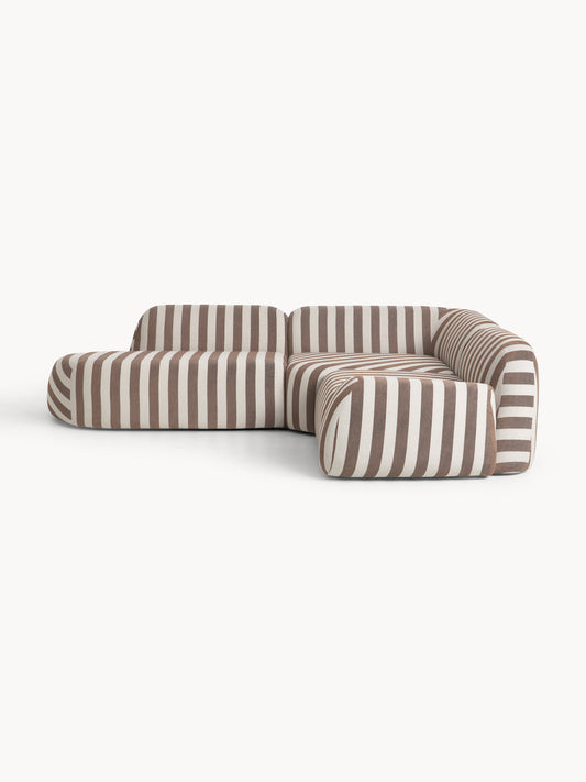 Wolna Modular Striped Corner Sofa (4-Seater) with Chaise Longue