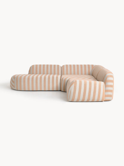 Wolna Modular Striped Corner Sofa (4-Seater) with Chaise Longue