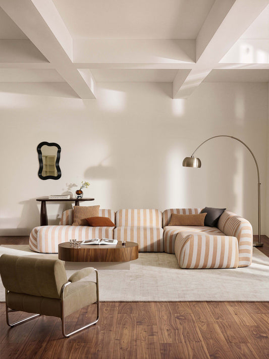 Wolna Modular Striped XL Corner Sofa with Chaise Longue