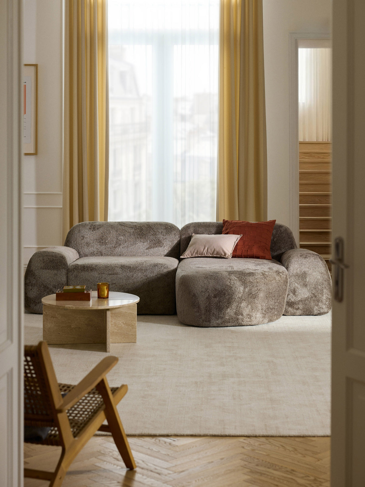 Wolna Modular Teddy Bouclé Corner Sofa (3-Seater)