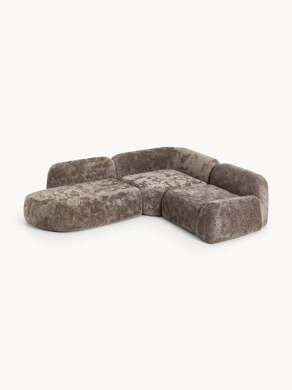Wolna Modular Teddy Bouclé Corner Sofa (4-Seater) with Chaise Longue