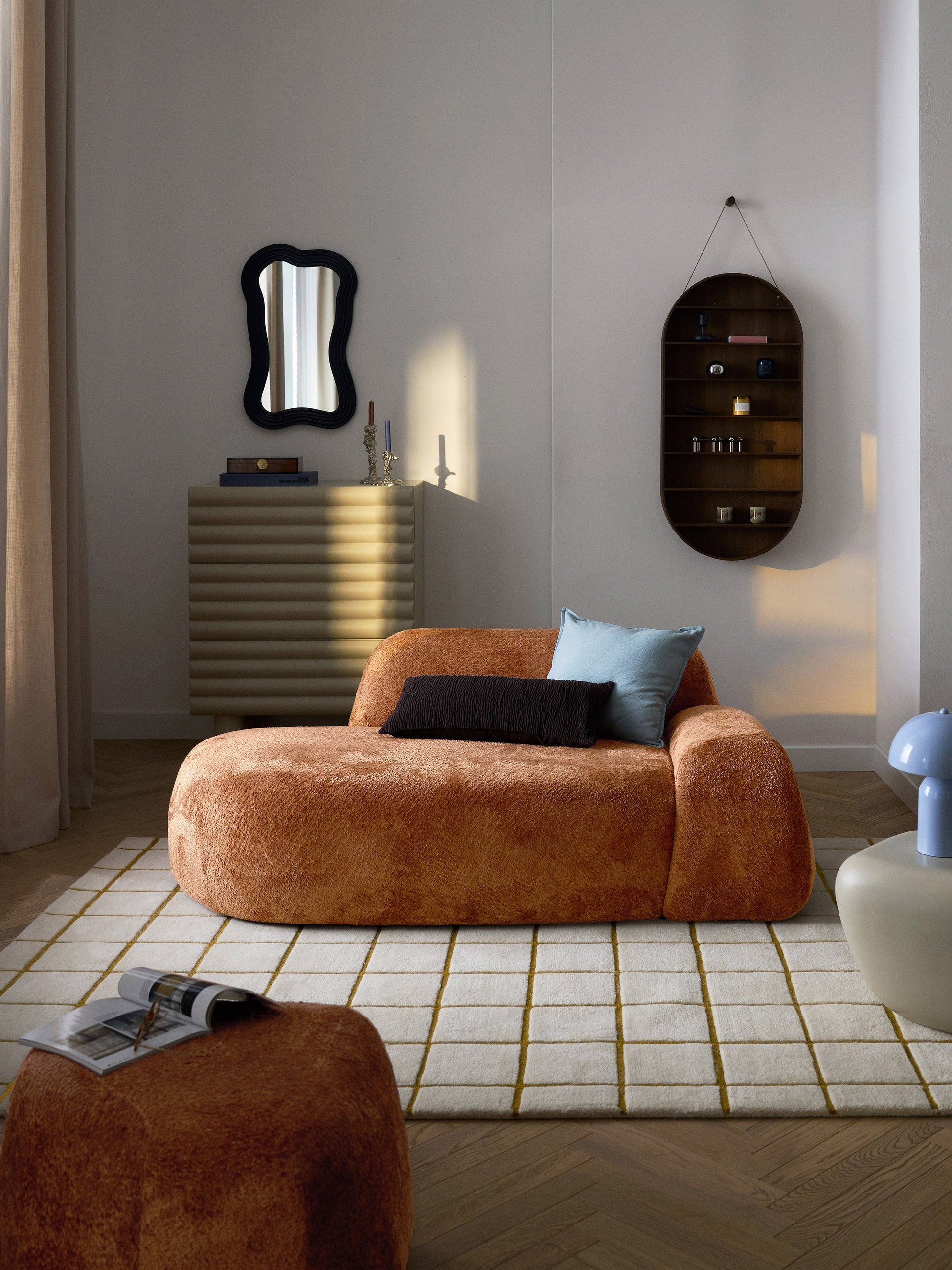 Wolna Teddy Bouclé Sofa with Chaise Longue (2-Seater)