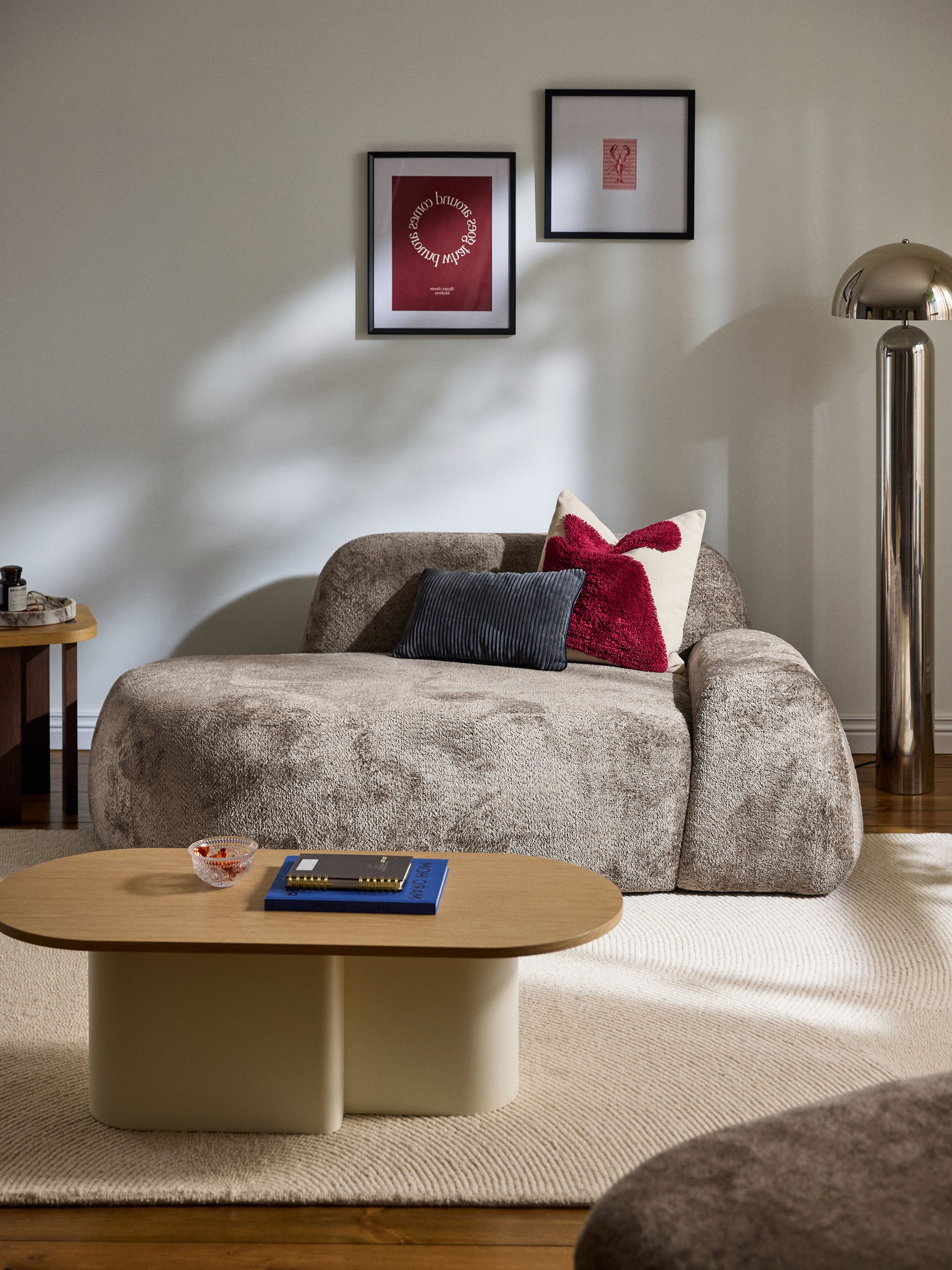 Wolna Teddy Bouclé Sofa with Chaise Longue (2-Seater)