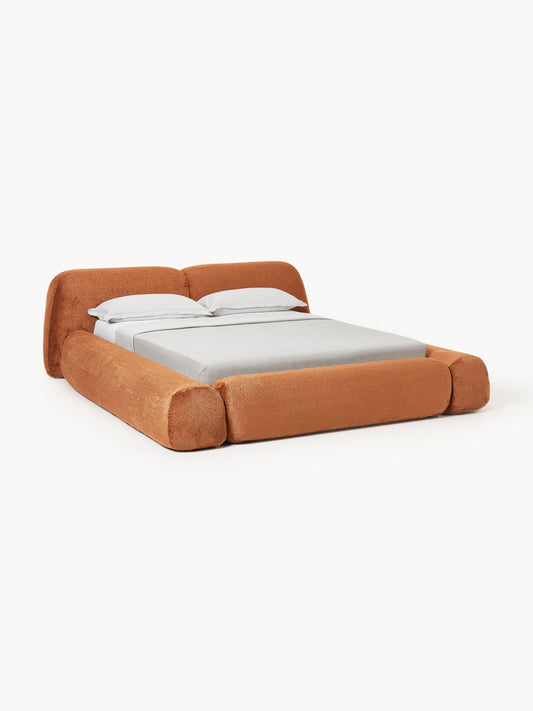 Wolna Upholstered Bed in Teddy Bouclé with Storage