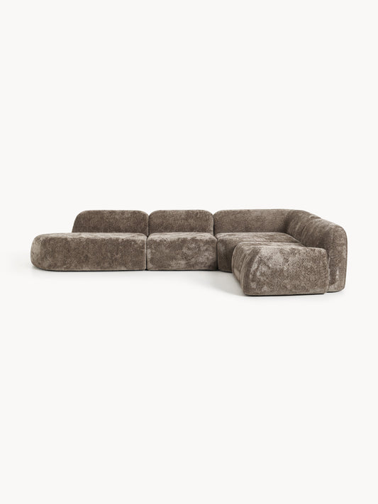 Wolna XL Modular Teddy Bouclé Corner Sofa with Chaise Longue