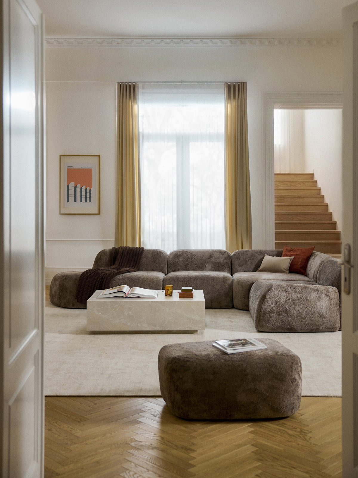 Wolna XL Modular Teddy Bouclé Corner Sofa with Chaise Longue