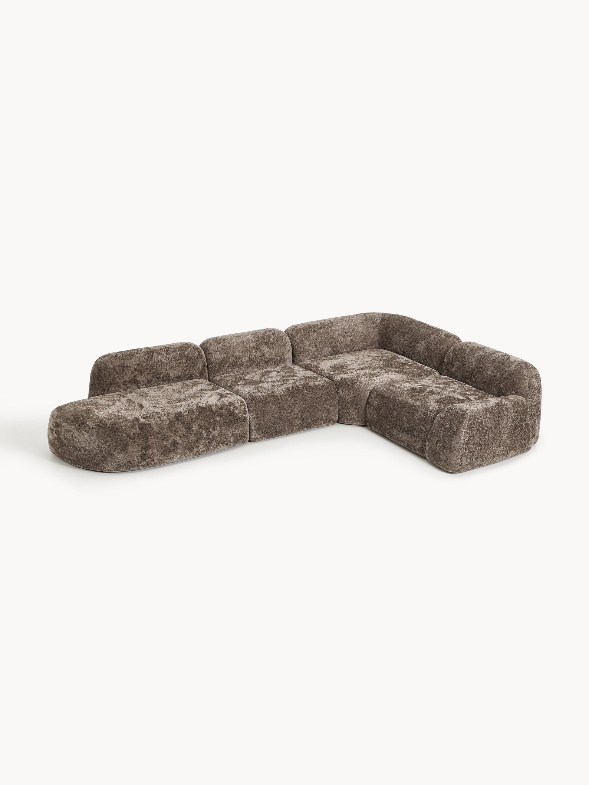 Wolna XL Modular Teddy Bouclé Corner Sofa with Chaise Longue